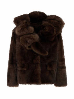 PRADA - Brown Solid Furr Jacket (S)