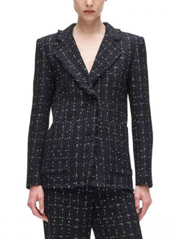 Karl Lagerfeld - Black Notched Lapel Check Blazer (M)