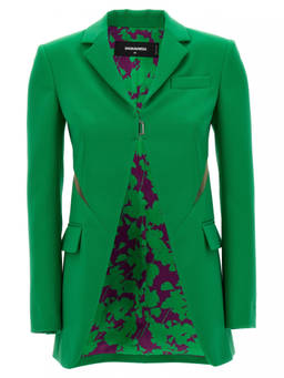 Dsquared2 - Green Solid Notched Lapel Blazer (L)