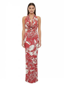 Dsquared2 - Red Floral Halter Neck Maxi Dress (S)