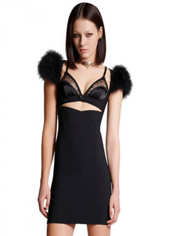 Dsquared2 - Black Embellished V Neck Mini Dress