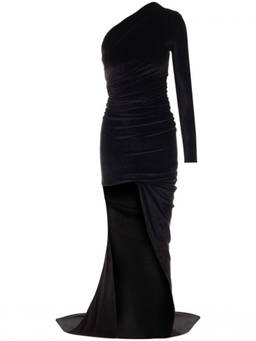Balenciaga - Black Asymmetric Velvet Dress (M)