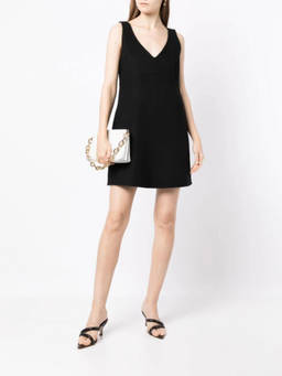 Parosh - Black V-Neck Shift Mini Dress (M)