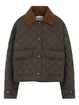 Miu Miu - Olive Quilted Shirt Collar Jacket