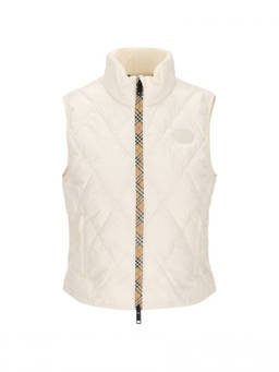 Burberry - White Quilted Mock Collar Jacket