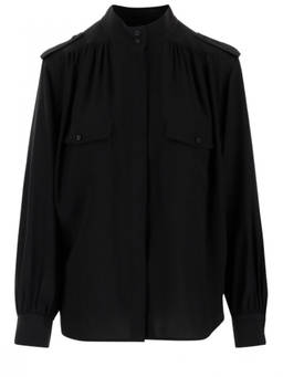Chloe - Black Relaxed Pleated Shirt (L)