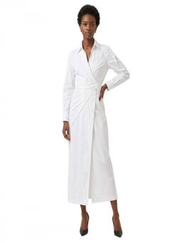 Max Mara - White Solid Shirt Collar Midi Dress (L)