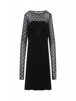 Givenchy - Black Draped Jersey And Monogram Tulle Mini Dress (XS)