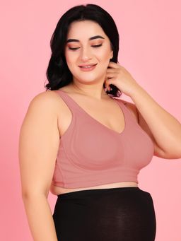 Curvy Love - Plus Size Full Coverage Multi-Layer Non Padded Full Bra - Peach