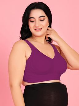 Curvy Love - Plus Size Full Coverage Multi-Layer Non Padded Full Bra - Wine