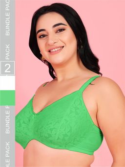 Curvy Love - Plus Size Soft Lace Full Coverage Underwire Bra (Pack of 2)
