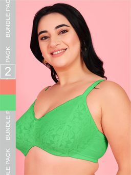 Curvy Love - Plus Size Soft Lace Full Coverage Underwire Bra (Pack of 2)