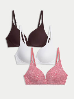 Marks & Spencer - Cotton Rich Non Wired T-Shirt Bras (Pack of 3)