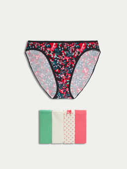 Marks & Spencer - Multi-Color Cotton Lycra High Leg Knickers (Pack of 5)
