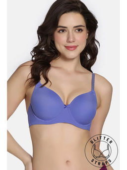 Zivame - Twilight Thistle Padded Wired 3/4Th Coverage T-Shirt Bra - Blue Iris