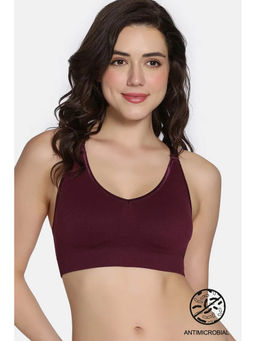 Zivame - Padded Non Wired Full Coverage T-Shirt Bra - Beet Red