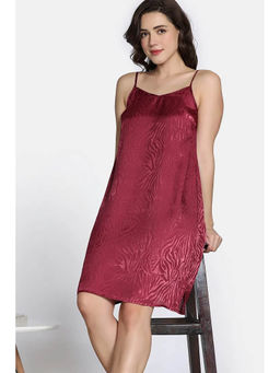 Zivame - Vintage Haze Woven Knee Length Nightdress - Maroon