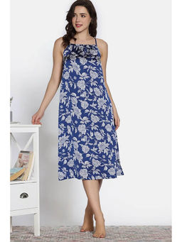 Zivame - 2 Mile Fashion Woven Mid Calf Length Nightdress - Medieval Blue