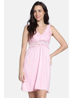 Zivame - Lace N Mesh Babydoll - Coral Blush