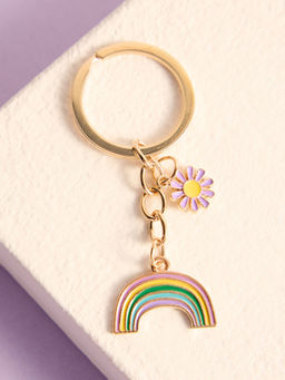 Pipa Bella by Nykaa Fashion - Gold Plated Rainbow and Purple Daisy Keychain