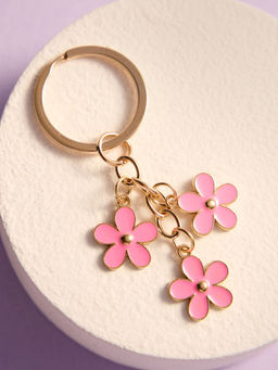 Pipa Bella by Nykaa Fashion - Gold Plated Pink Flower Power Keychain