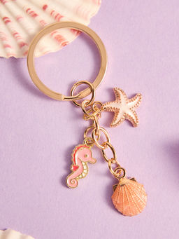 Pipa Bella by Nykaa Fashion - Gold Plated Pink Sea Shells Keychain