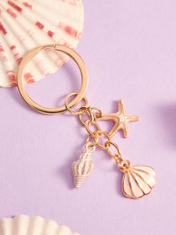Pipa Bella by Nykaa Fashion - Gold Plated White Sea Shells Keychain