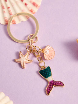 Pipa Bella by Nykaa Fashion - Gold Plated Mermaid Multi Colour Keychain