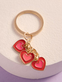 Pipa Bella by Nykaa Fashion - Gold Plated Pink Hearts Keychain