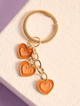 Pipa Bella by Nykaa Fashion - Gold Plated Orange Hearts Keychain