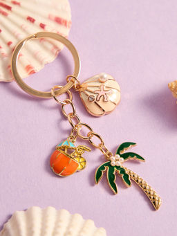 Pipa Bella by Nykaa Fashion - Gold Plated Tropical Multi Colour Keychain