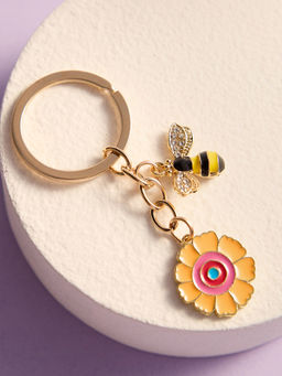 Pipa Bella by Nykaa Fashion - Gold Plated Honeybee and Flower Keychain