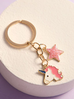 Pipa Bella by Nykaa Fashion - Gold Plated Unicorn and Star Keychain