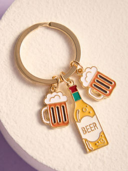Pipa Bella by Nykaa Fashion - Gold Plated Beer Lover Keychain