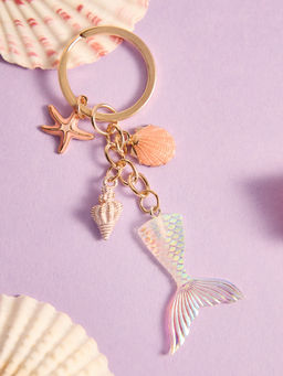 Pipa Bella by Nykaa Fashion - Gold Plated Pink Mermaid Keychain