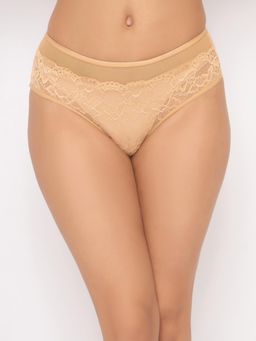 Clovia - Beige Lace Hipster Panty