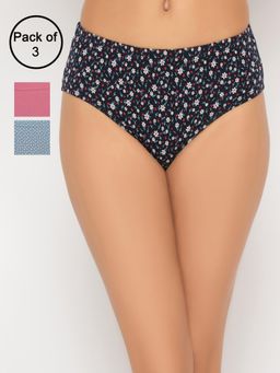 Clovia - Printed Medium Waist Inner Elastic Hipster Panties (Pack of 3)