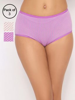 Clovia - Printed Cotton Elastic Hipster Panties (Pack of 3)