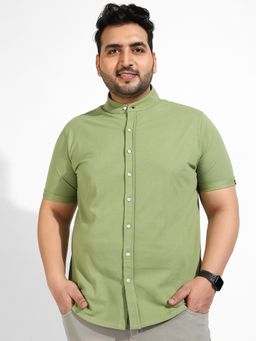 Instafab Plus - Mens Casual Shirt Color Green