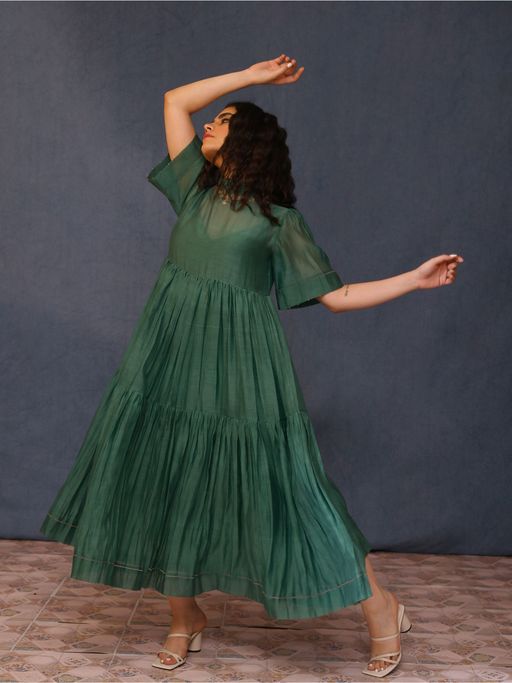 Buy Chokhi Chorri Green Mona Maxi Dress with Inner (Set of 2) Online