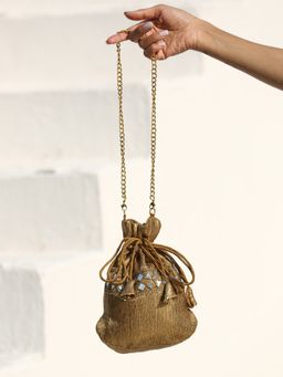 Swtantra - Gold Sequin with Mirrors Potli Bag