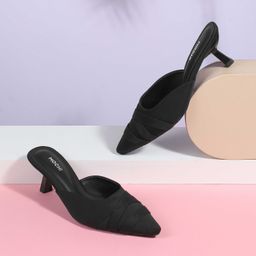 Mochi - Women Black Mule Heels