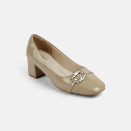 Mochi - Women Beige Pump Heels