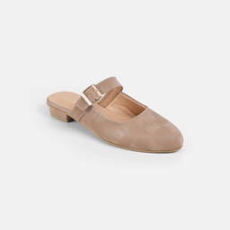 Mochi - Women's Beige Slipper Sandal Heels