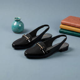 Mochi - Women's Black Casual Mule Heels