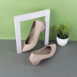 Mochi - Women Beige Casual Pump Heels