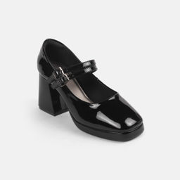 Mochi - Women's Black Backstrap Closure Pump Heels