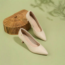 Mochi - Women's Beige Casual Pump Heels