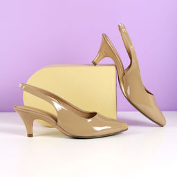 Mochi - Women's Beige Backstrap Closure Casual Heels