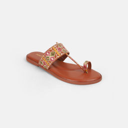 Mochi - Women's Tan One Toe Flats